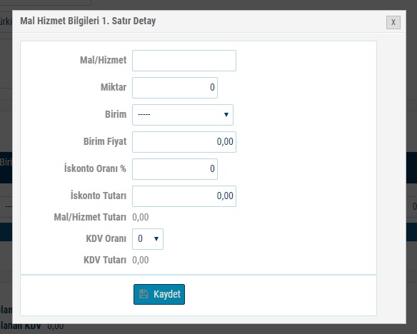 e-Arşiv Fatura Satır Düzenleme